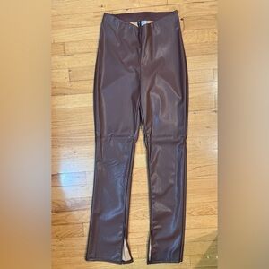 Brown Faux Leather Pants